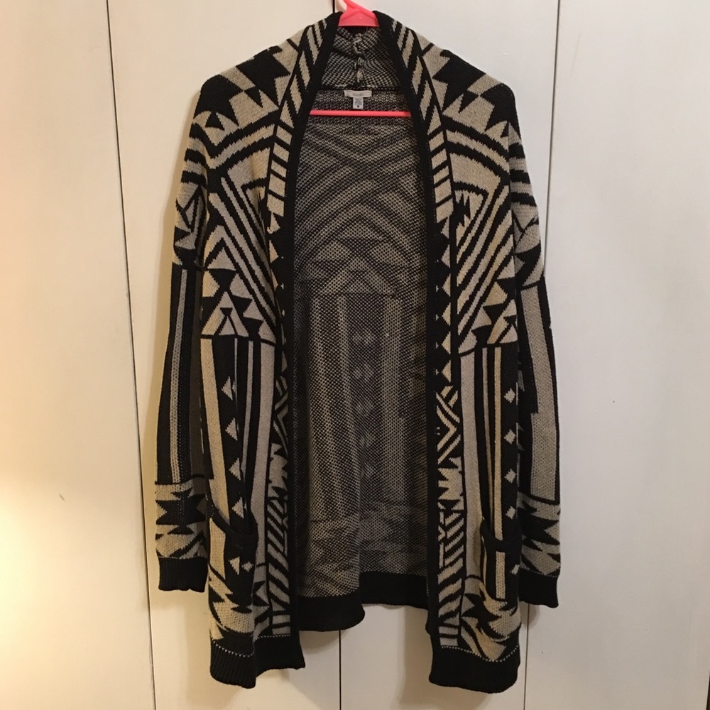 ☕️ Super Cozy Tribal Print Open Cardigan